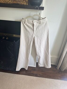 Universal Thread Women Cropped Beige Wide-Leg Chinos